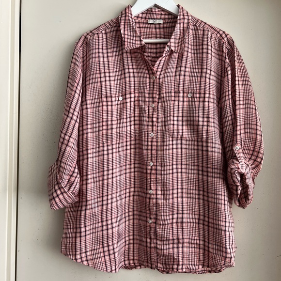 Joie Lidelle Linen Plaid Button Down - Picture 5 of 7
